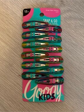 Goody Kids Metal Contour Snap & Go Clips 12 Count Assorted Multi Colors NEW